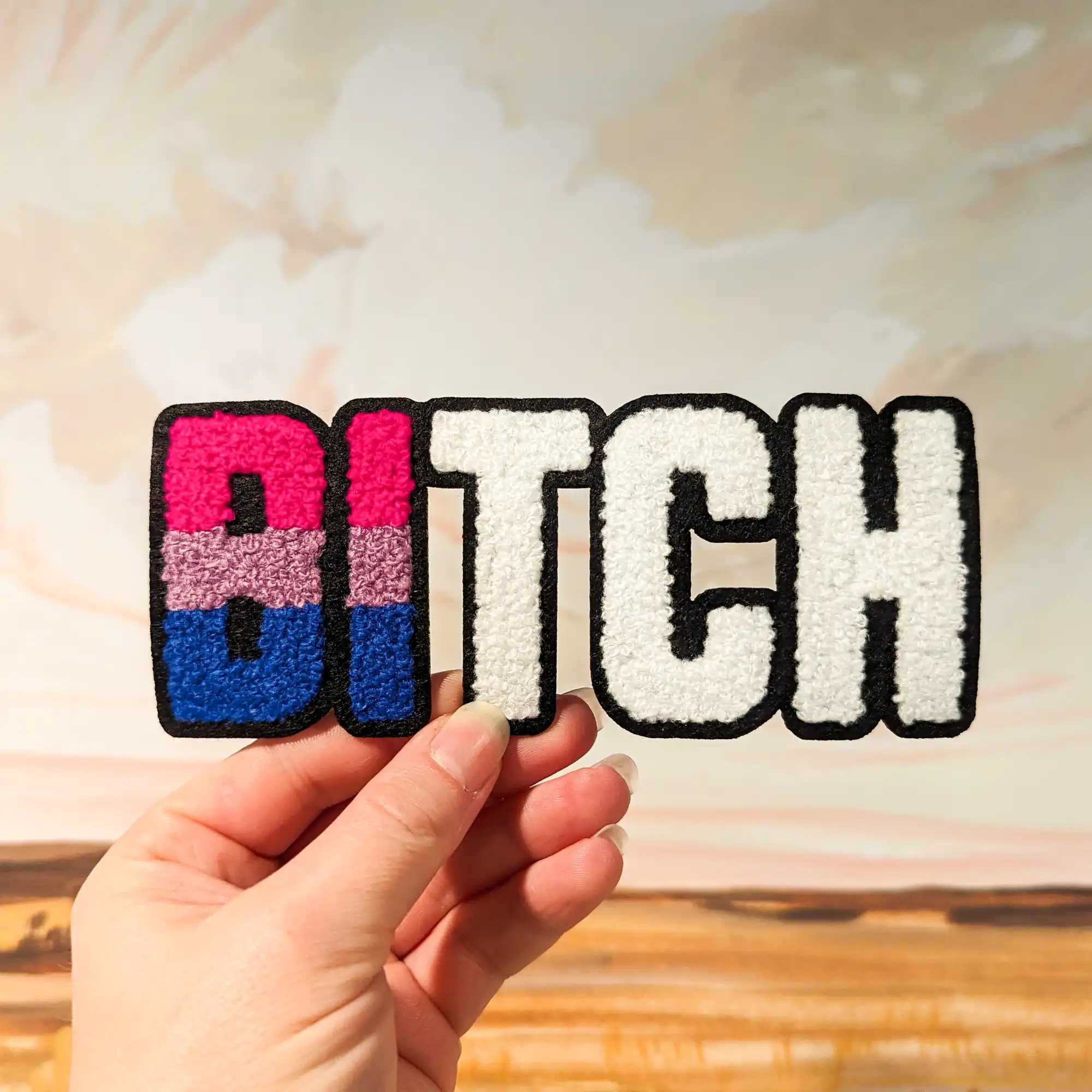 Bi Bitch chenille iron-on patch