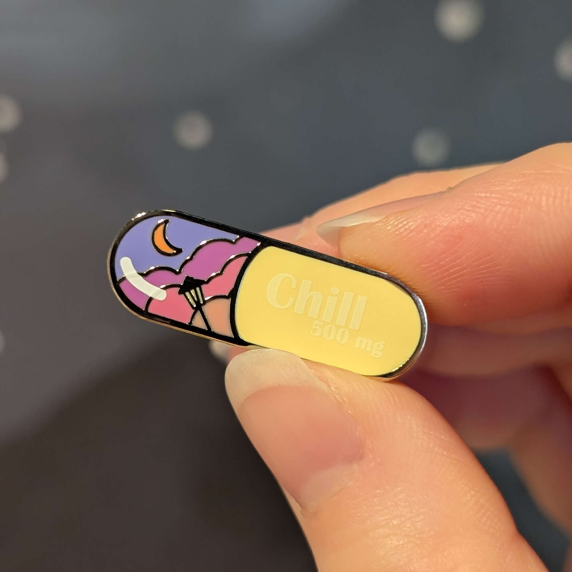 Chill Pill hard enamel pin